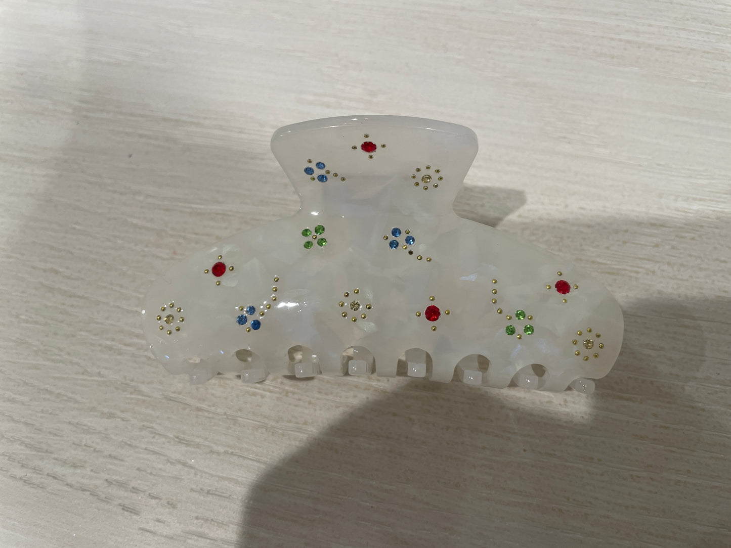Bedazzled colorful flower clip